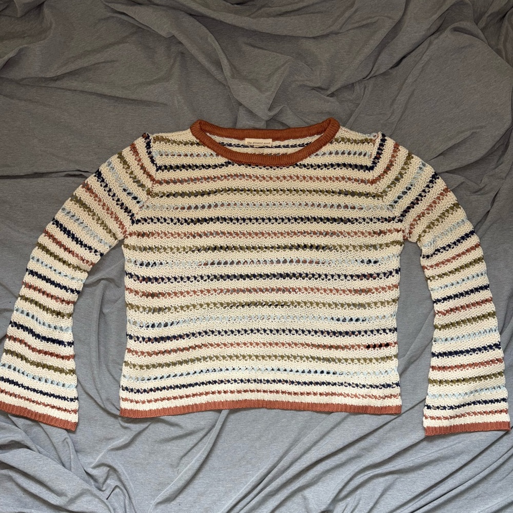 Striped Multicolor Bell Sleeve Knit Sweater